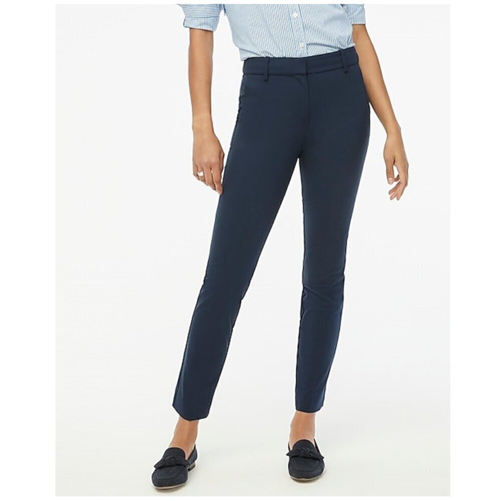 J. Crew Pettie Slim Fit Full Length Trouser Pants Navy Size 10P NWT